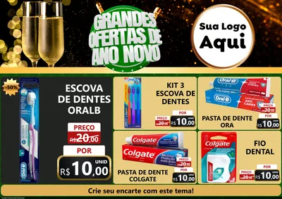 Modelo de Encarte para Encarte A4 Horizontal com o tema Grandes Ofertas de Ano Novo para Higiene Pessoal