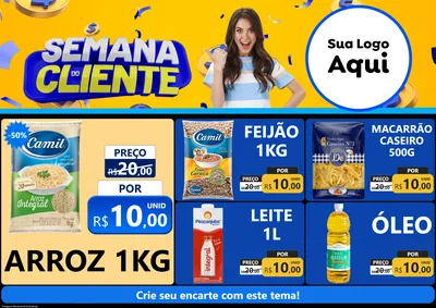 Modelo de Encarte para Encarte A4 Horizontal com o tema Semana do Cliente para Supermercado