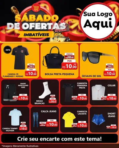 Modelo de Rede Social para Feed Instagram com o tema Sábado de Ofertas Imbatíveis para Roupas e acessórios
