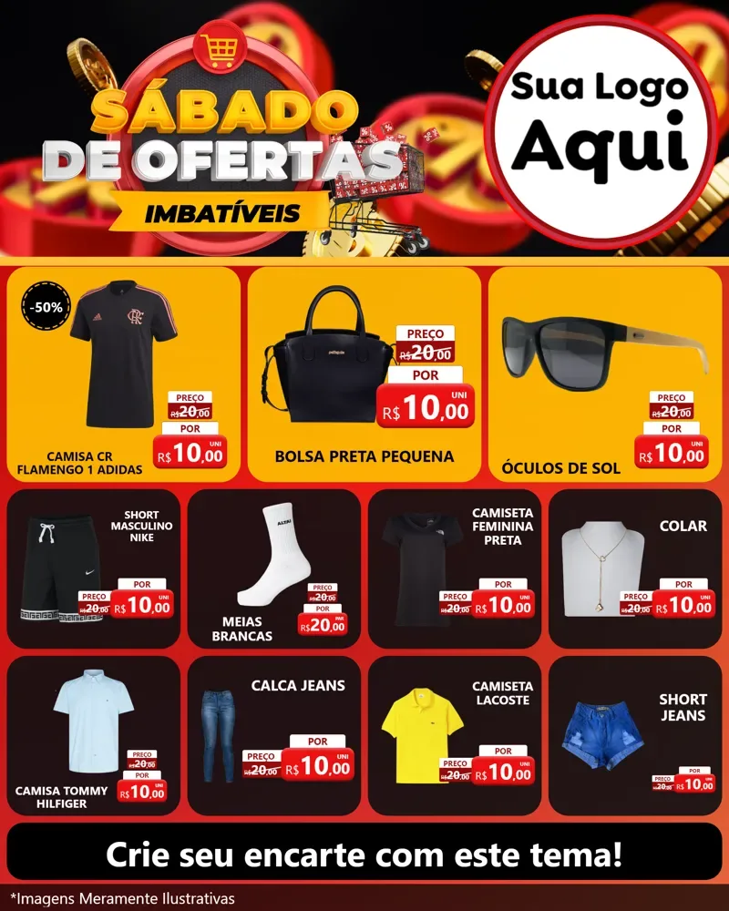 Modelo de Rede Social para Feed Instagram com o tema Sábado de Ofertas Imbatíveis para Roupas e acessórios