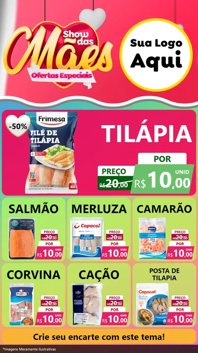 Modelo de Rede Social para Stories com o tema Show das Mães - Ofertas Especiais para Peixaria