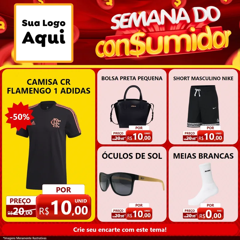 Modelo de Rede Social para Feed Facebook com o tema Semana do Consumidor para Roupas e acessórios
