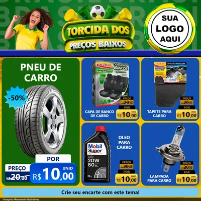 Modelo de Rede Social para Feed Facebook com o tema Torcida dos Preços Baixos para Auto peças