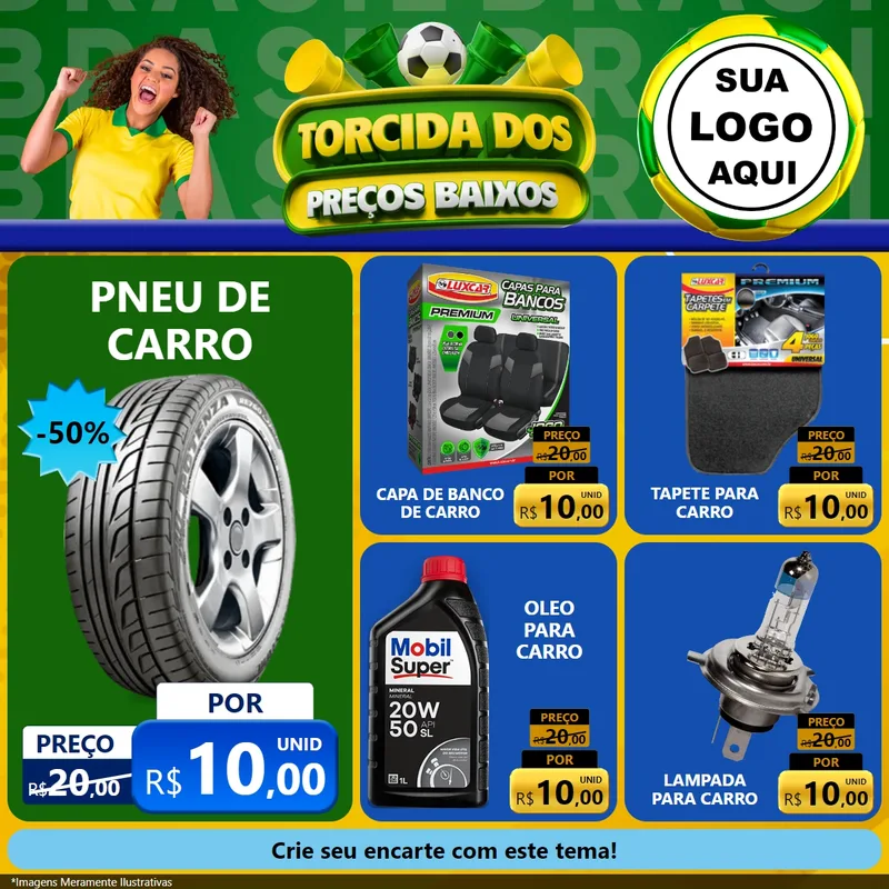 Modelo de Rede Social para Feed Facebook com o tema Torcida dos Preços Baixos para Auto peças