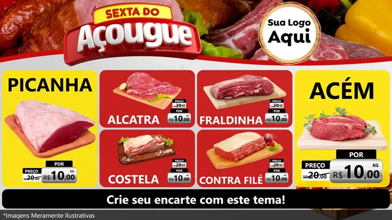 Modelo de TV para TV Horizontal com o tema Sexta do Açougue para Açougue