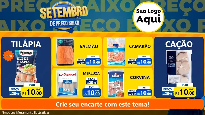Modelo de TV para TV Horizontal com o tema Setembro De Preço Baixo para Peixaria