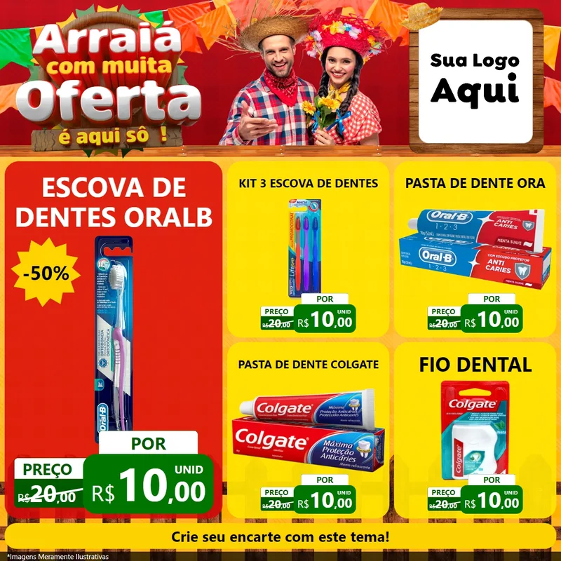 Modelo de Rede Social para Feed Facebook com o tema Arraiá Com Muita Oferta - É Aqui Sô! para Higiene Pessoal