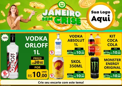 Modelo de Encarte para Encarte A4 Horizontal com o tema Janeiro Sem Crise para Distribuidora de bebidas