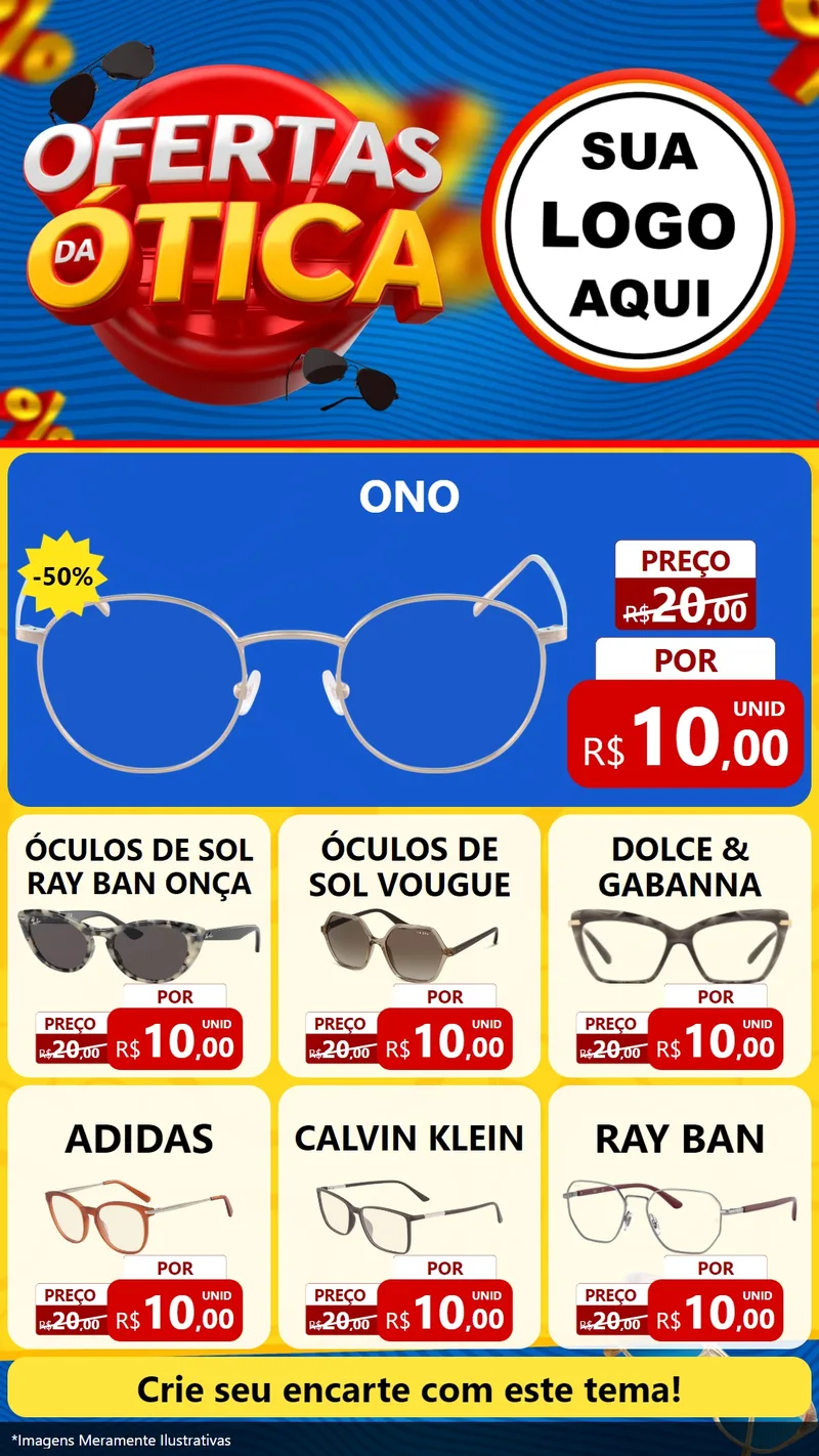 Modelo de Rede Social para Stories com o tema Ofertas da Ótica para Óticas