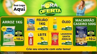 Modelo de TV para TV Horizontal com o tema Hora da Oferta para Supermercado