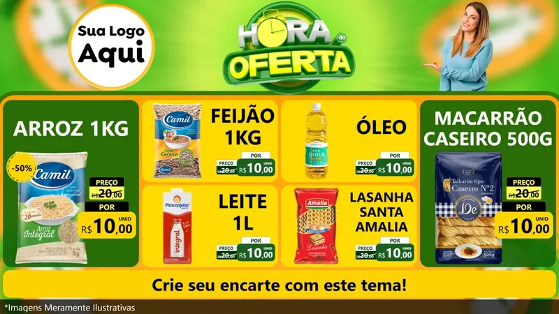 Modelo de TV para TV Horizontal com o tema Hora da Oferta para Supermercado