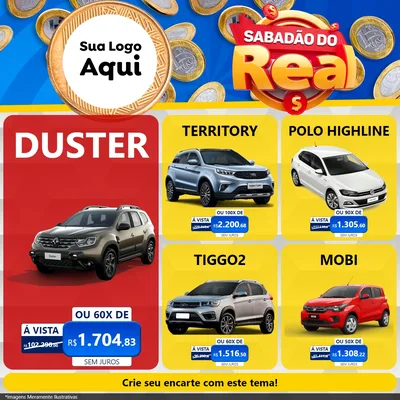Modelo de Rede Social para Feed Facebook com o tema Sabadão do Real para Concessionaria de Carros