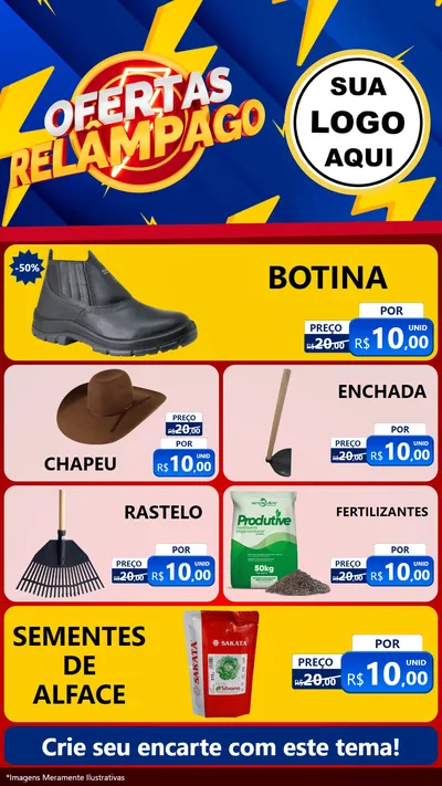 Modelo de TV para TV Vertical com o tema Ofertas Relâmpago para Agropecuária
