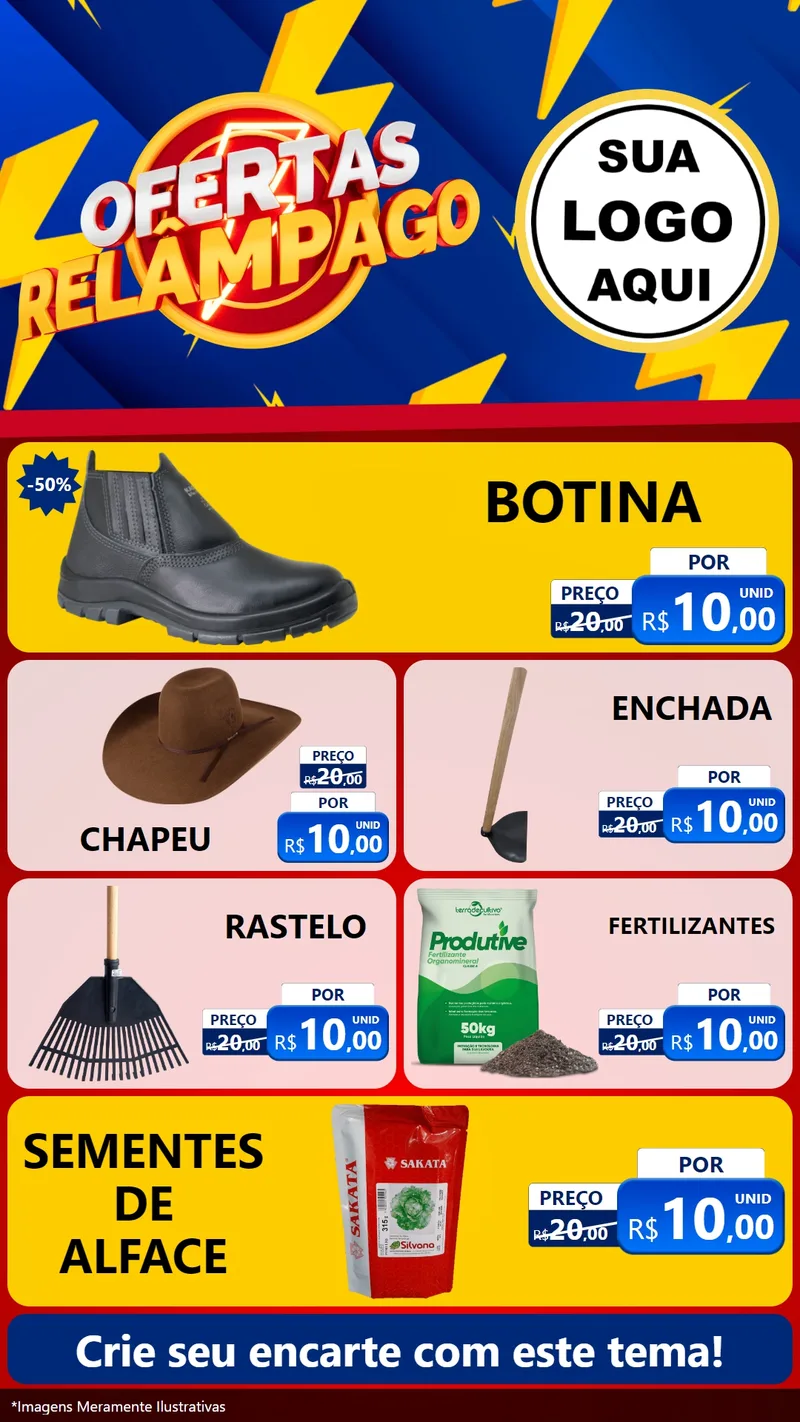 Modelo de TV para TV Vertical com o tema Ofertas Relâmpago para Agropecuária