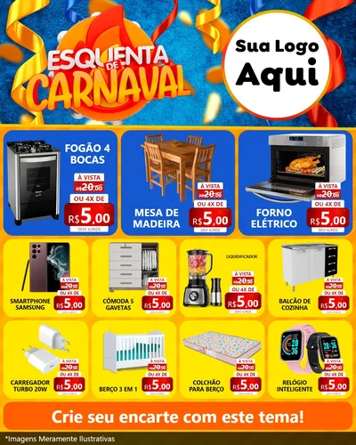 Modelo de Rede Social para Feed Instagram com o tema Esquenta de Carnaval para Móveis e Eletro