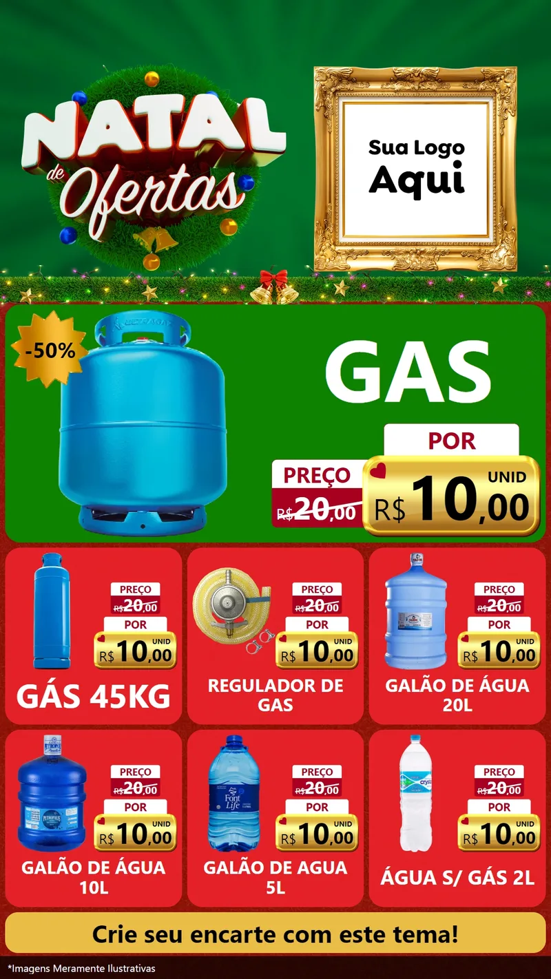 Modelo de Rede Social para Stories com o tema Natal de Ofertas para Água e gás