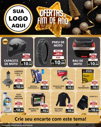 Modelo de Rede Social para Feed Instagram com o tema Ofertas de Fim de Ano para Moto peças