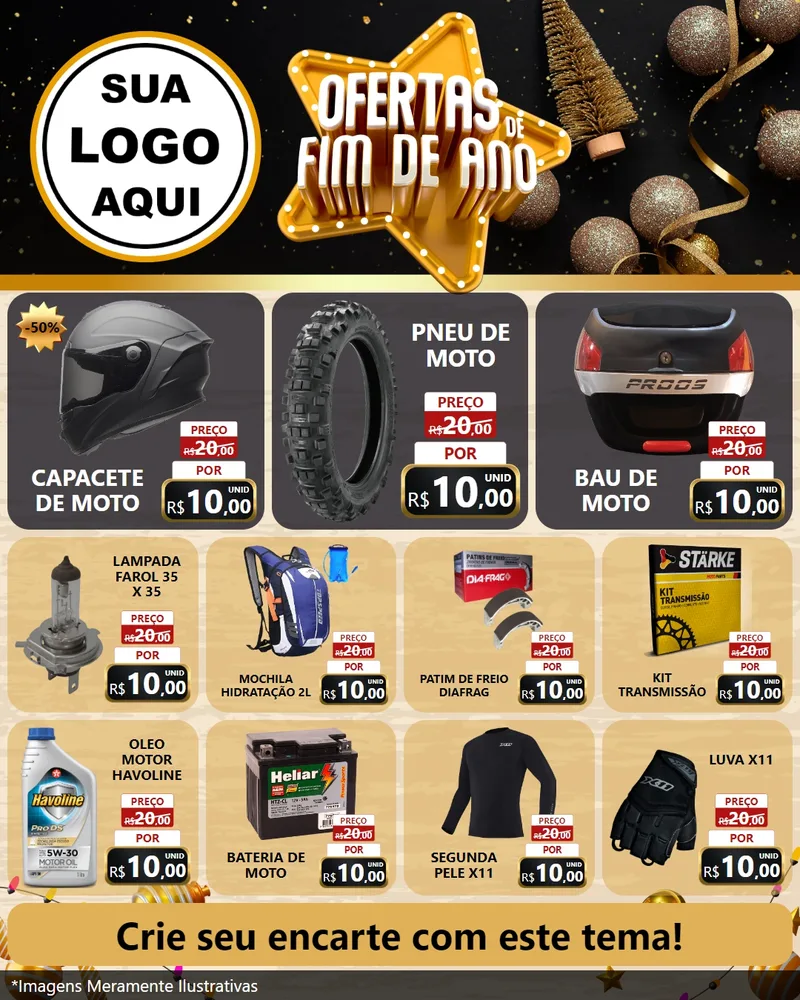 Modelo de Rede Social para Feed Instagram com o tema Ofertas de Fim de Ano para Moto peças