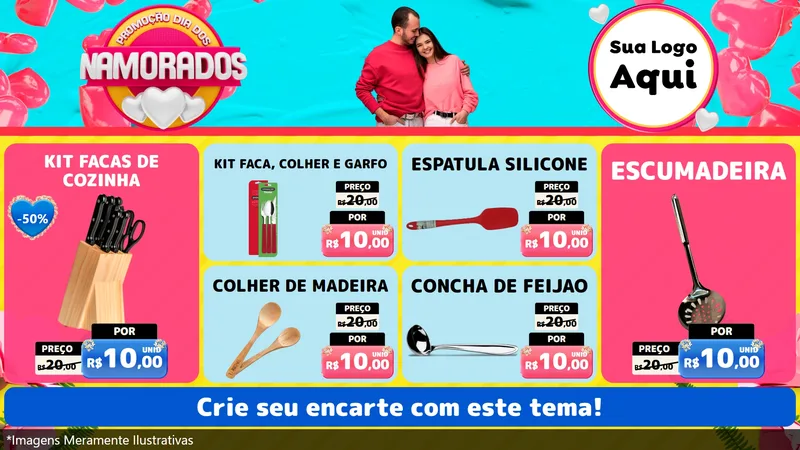 Modelo de TV para TV Horizontal com o tema Promoção Dia dos Namorados para Utilidades Domésticas