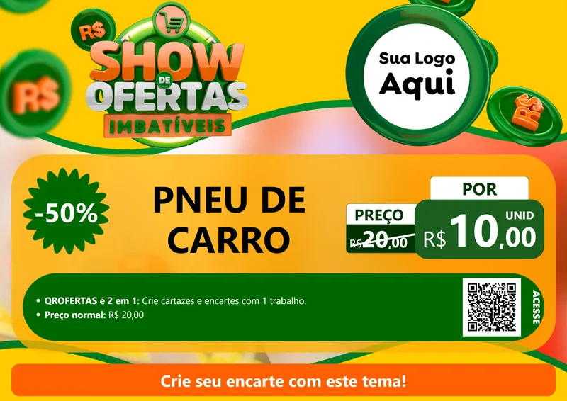 Modelo de Cartaz para Cartaz A4 Horizontal com o tema Show de Ofertas Imbatíveis para Auto peças
