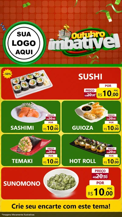 Modelo de TV para TV Vertical com o tema Outubro Imbatível para Comida japonesa