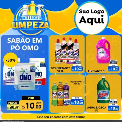 Modelo de Rede Social para Feed Facebook com o tema Quinta e Sexta da Limpeza para Produtos de Limpeza