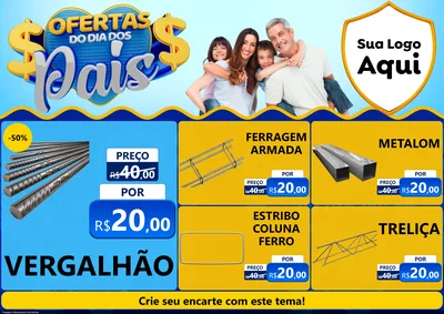 Modelo de Encarte para Encarte A4 Horizontal com o tema Ofertas do Dia dos Pais para Ferragens