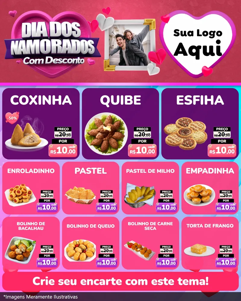 Modelo de Rede Social para Feed Instagram com o tema Dia Dos Namorados Com Desconto para Salgadaria