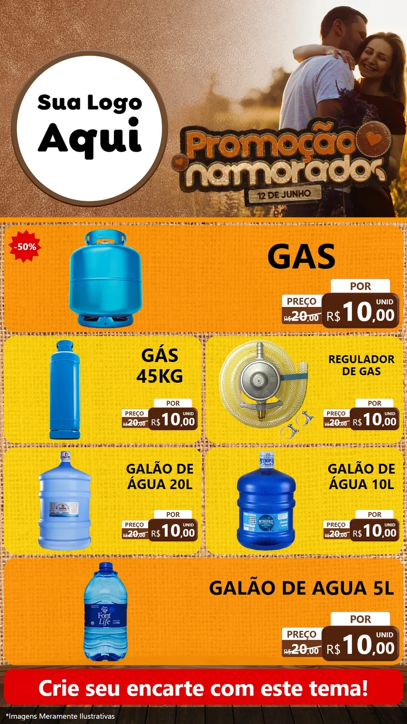 Modelo de TV para TV Vertical com o tema Promoção Namorados para Água e gás