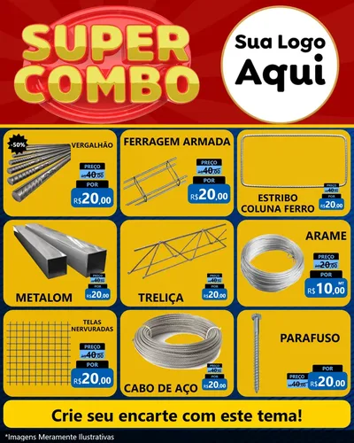 Modelo de Rede Social para Feed Instagram com o tema Super Combo para Ferragens