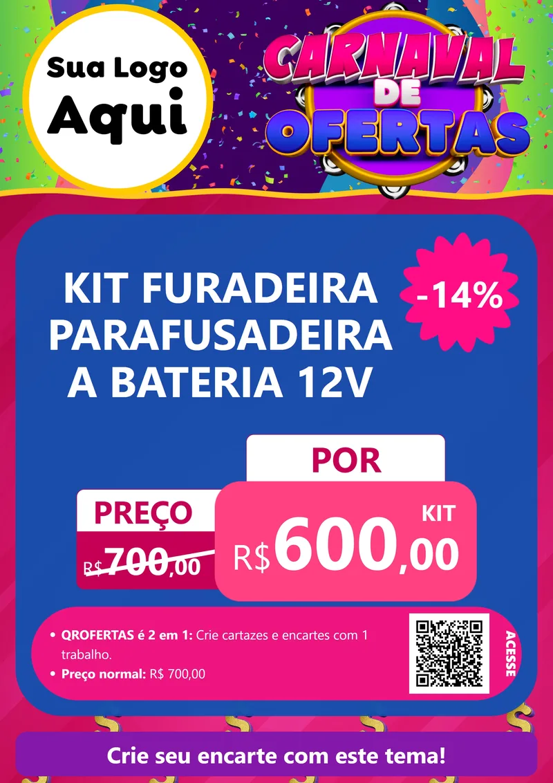 Modelo de Cartaz para Cartaz A4 Vertical com o tema Carnaval de Ofertas para Maquinas e Ferramentas