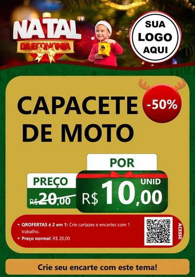 Modelo de Cartaz para Cartaz A4 Vertical com o tema Natal da Economia para Moto peças