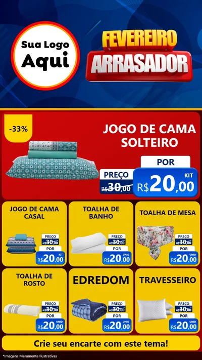 Modelo de Rede Social para Stories com o tema Fevereiro Arrasador para Cama, Mesa e Banho