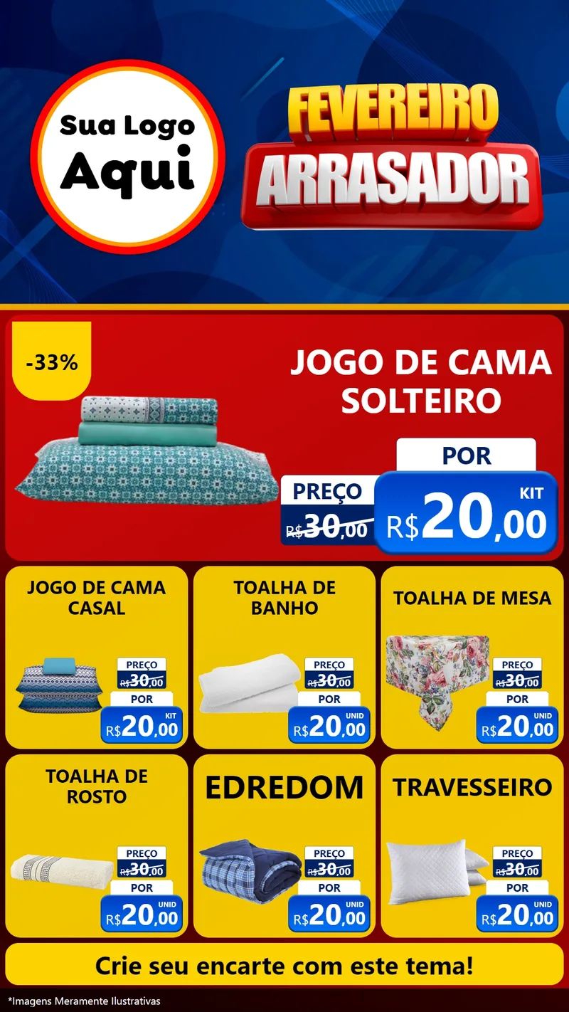 Modelo de Rede Social para Stories com o tema Fevereiro Arrasador para Cama, Mesa e Banho