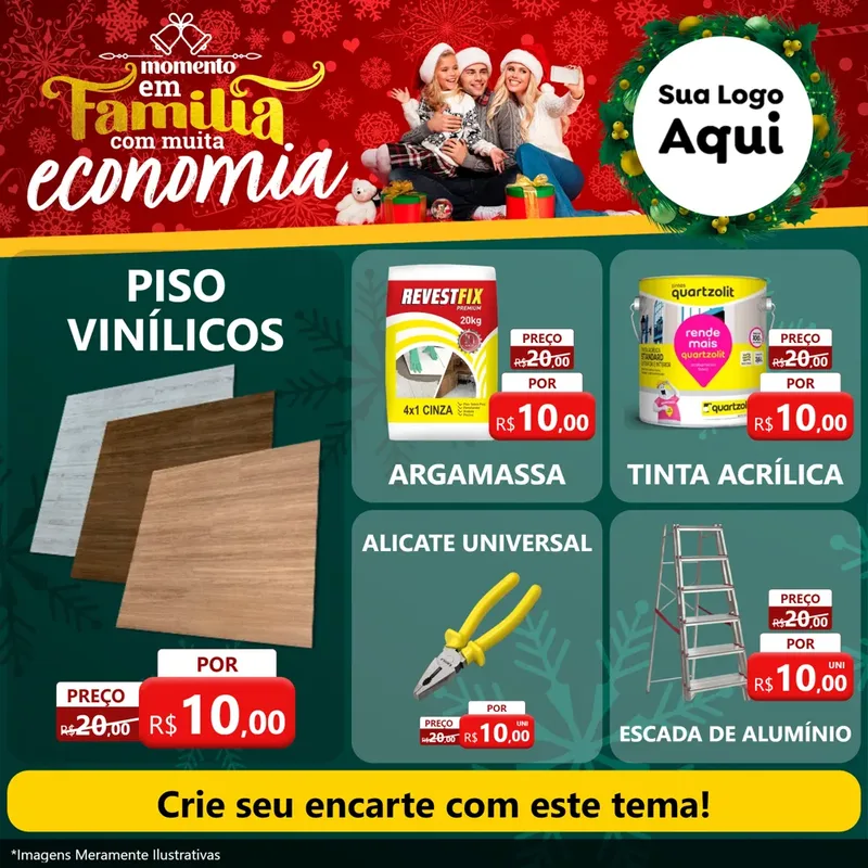 Modelo de Rede Social para Feed Facebook com o tema Momento em Família (Natal) para Material para Construção