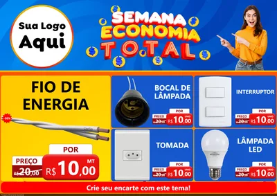 Modelo de Encarte para Encarte A4 Horizontal com o tema Semana Economia Total para Materiais Elétricos