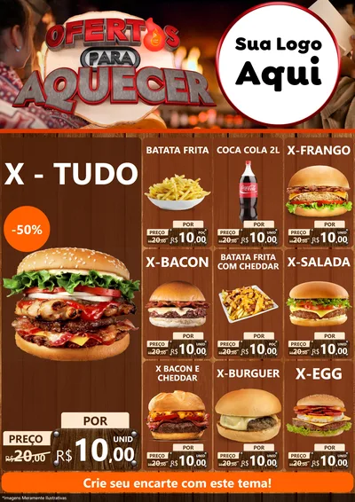 Modelo de Encarte para Encarte A4 Vertical com o tema Ofertas Para Aquecer para Hamburgueria