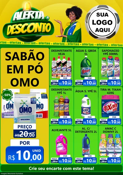 Modelo de Encarte para Encarte A4 Vertical com o tema Alerta de Desconto para Produtos de Limpeza