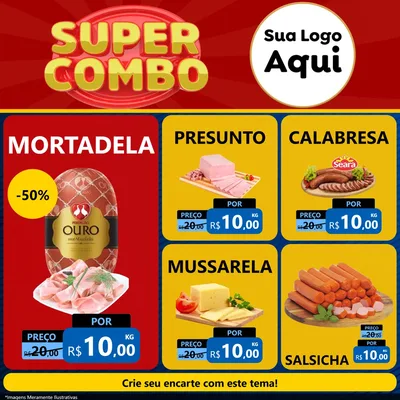 Modelo de Rede Social para Feed Facebook com o tema Super Combo para Frios e Laticínios