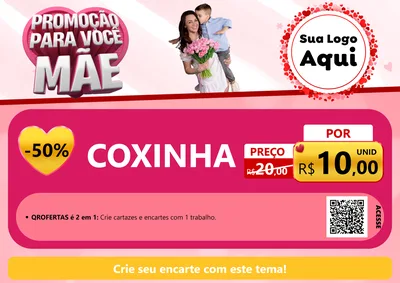 Modelo de Cartaz para Cartaz A4 Horizontal com o tema Promoção Para Você Mãe para Salgadaria