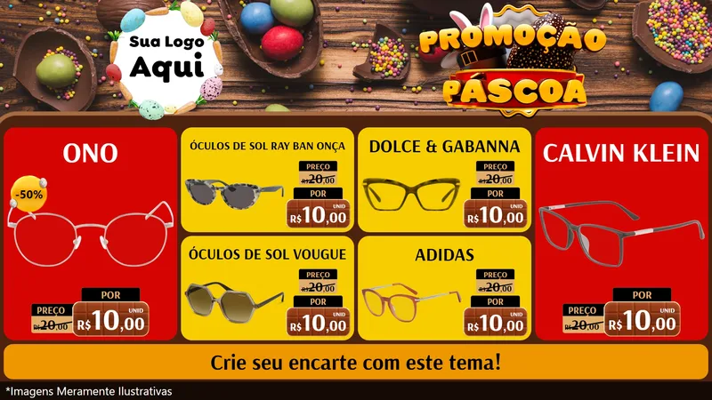 Modelo de TV para TV Horizontal com o tema Promoção Páscoa para Óticas
