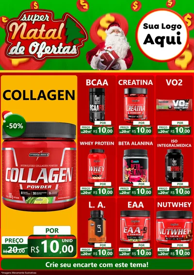 Modelo de Encarte para Encarte A4 Vertical com o tema Super Natal de Ofertas para Suplementos alimentares