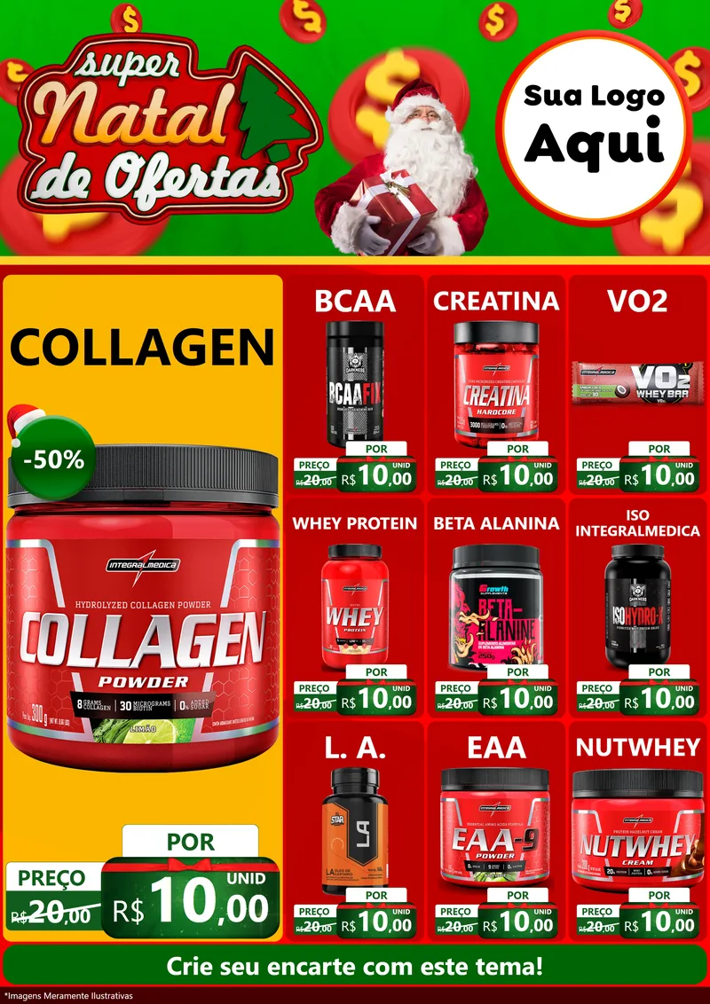 Modelo de Encarte para Encarte A4 Vertical com o tema Super Natal de Ofertas para Suplementos alimentares