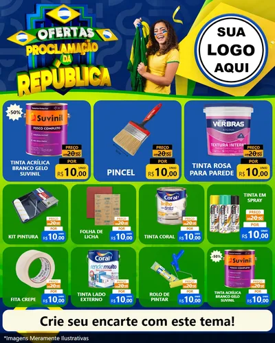 Modelo de Rede Social para Feed Instagram com o tema Ofertas Proclamação da República para Tintas e Ferramentas