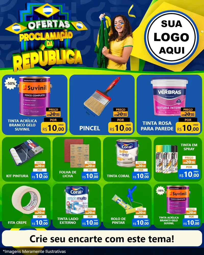 Modelo de Rede Social para Feed Instagram com o tema Ofertas Proclamação da República para Tintas e Ferramentas