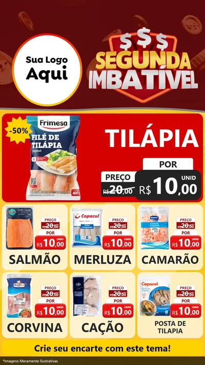 Modelo de Rede Social para Stories com o tema Segunda Imbatível para Peixaria
