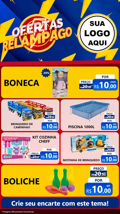 Modelo de TV para TV Vertical com o tema Ofertas Relâmpago para Brinquedos