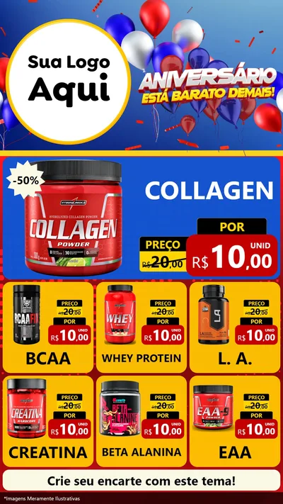 Modelo de Rede Social para Stories com o tema Aniversário para Suplementos alimentares