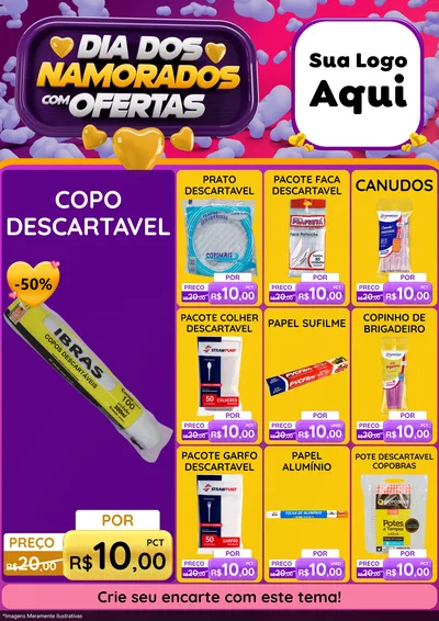 Modelo de Encarte para Encarte A4 Vertical com o tema Dia Dos Namorados Com Ofertas para Embalagens