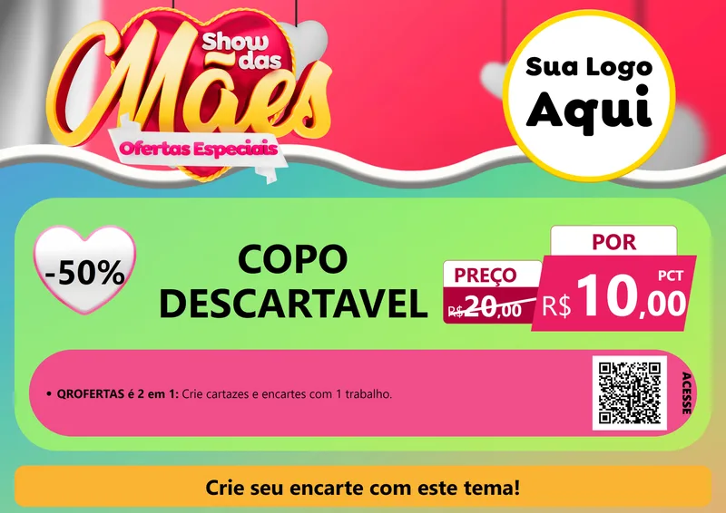 Modelo de Cartaz para Cartaz A4 Horizontal com o tema Show das Mães - Ofertas Especiais para Embalagens